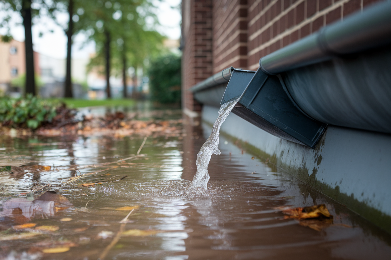 Gouttières: une obstruction suffit à créer une réserve d'eau continue